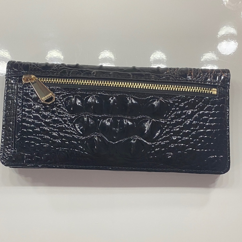Brahmin Black Croc-Embossed Wallet with Gold Plate - Picture 3 of 3